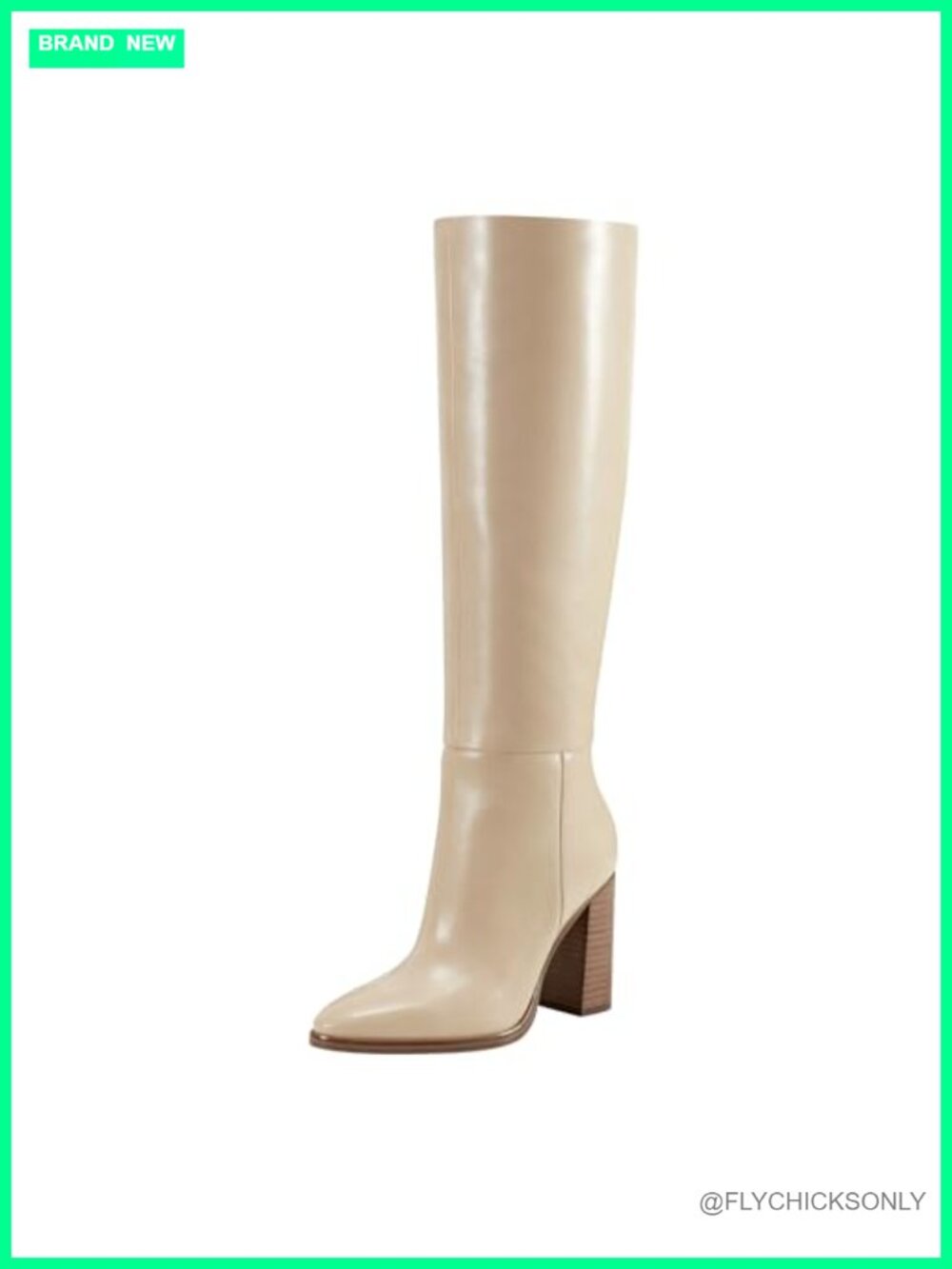 Knee-High Pointy Toe Block Heel Leather Dress Boot